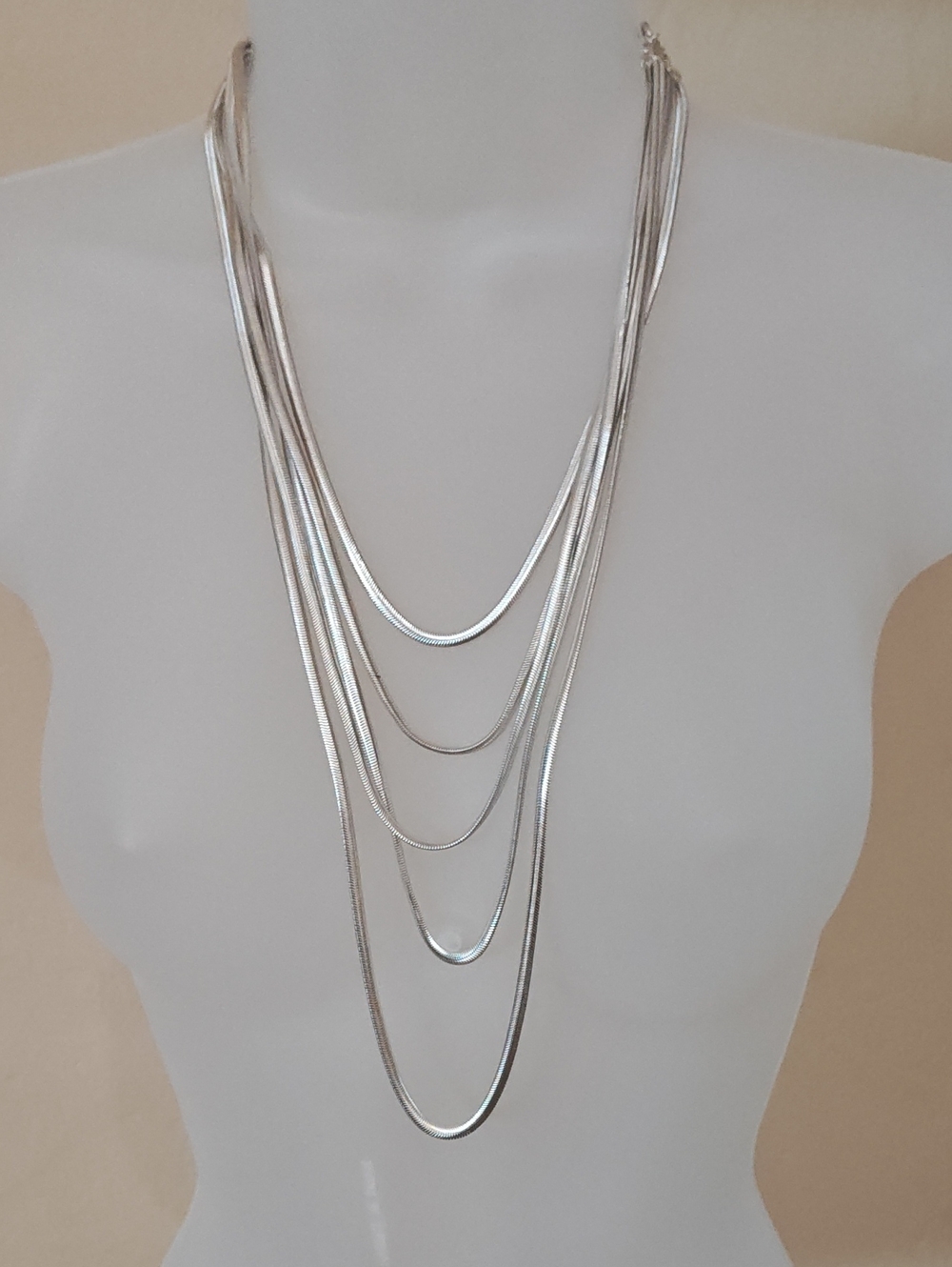 Layered Silver Multi-Strand Necklace for Women